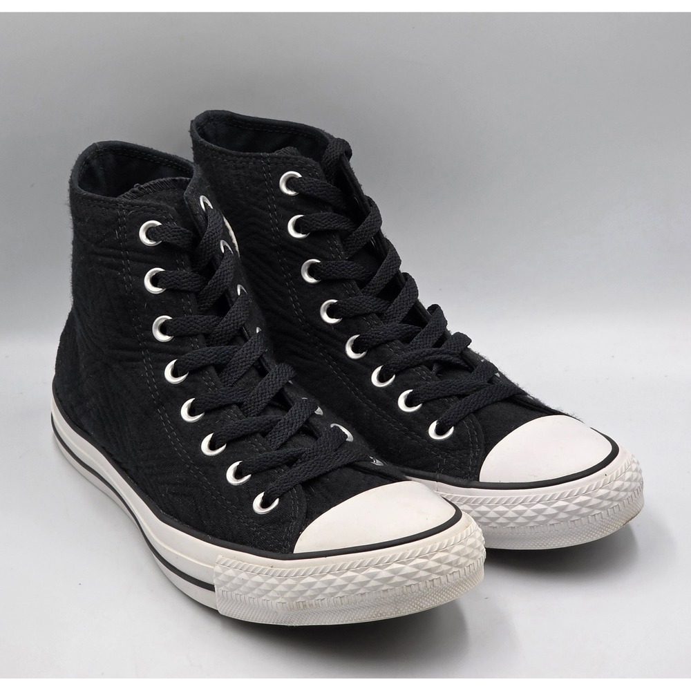 Converse Chuck Taylor All Star High Top Black Quilted Chevron Sneakers Womens 9